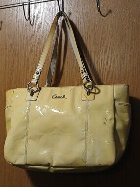 COACH Yellow Patent Leather East West Gallery Tote F17728